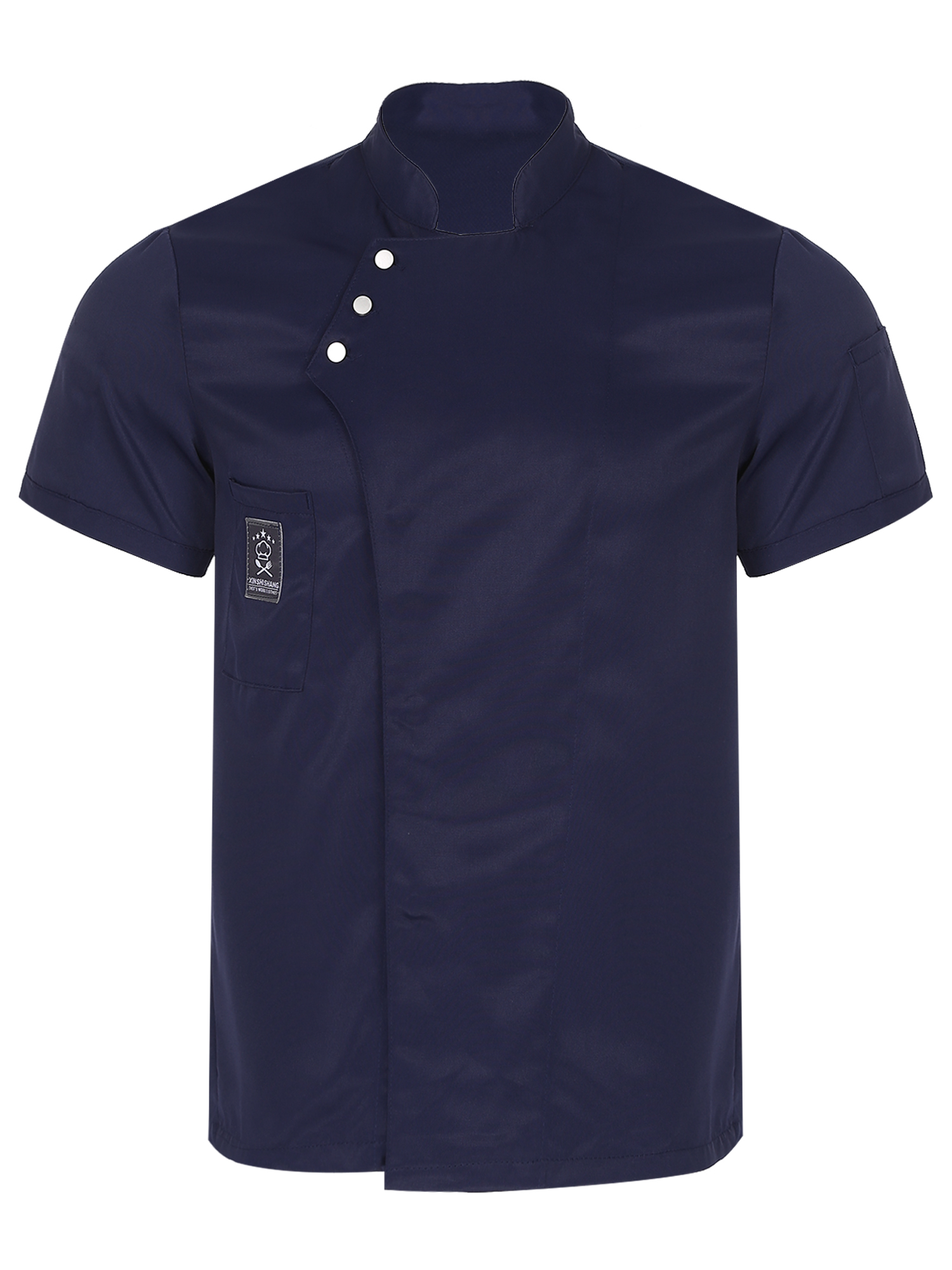 Adults Stand Collar Short Sleeve Chef Shirt Kitchen Uniform