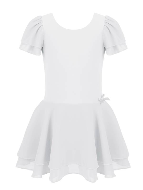 Kids Girls Short Sleeve Tutu Ballet Dance Leotard Dress thumb