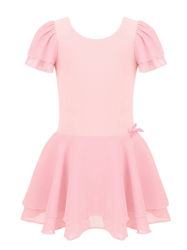 Kids Girls Short Sleeve Tutu Ballet Dance Leotard Dress thumb