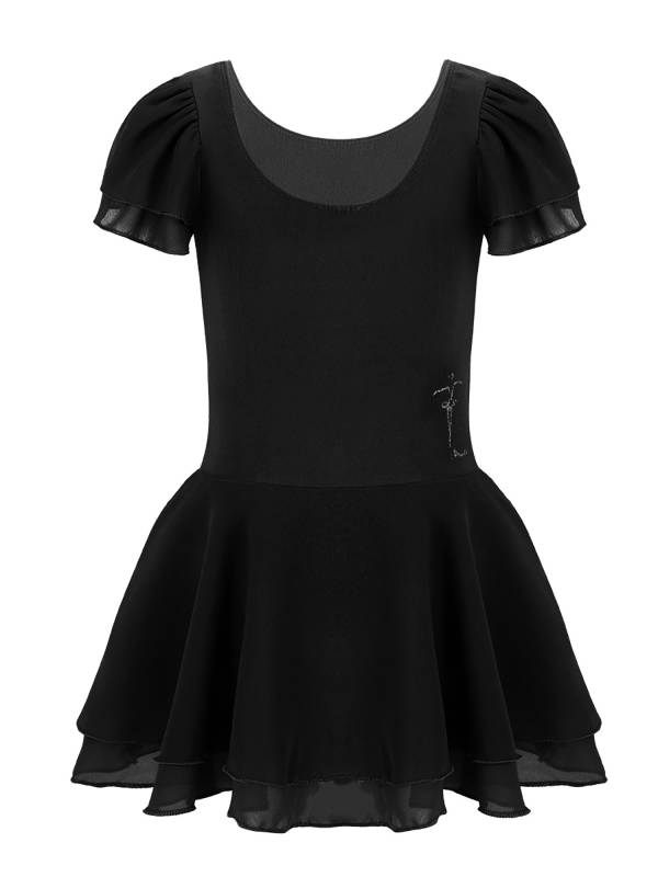 Kids Girls Short Sleeve Tutu Ballet Dance Leotard Dress thumb