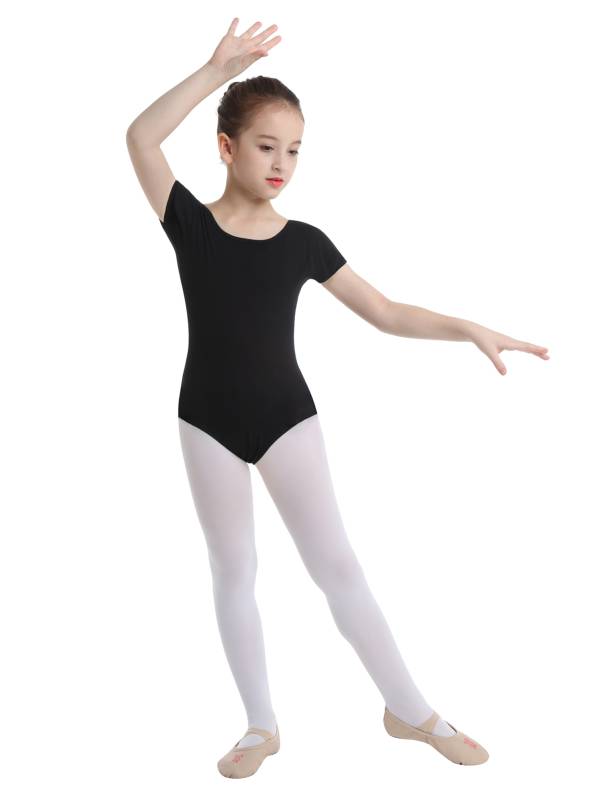 Kids Girls Short Sleeves Stretchy Gym Ballet Dance Leotard thumb