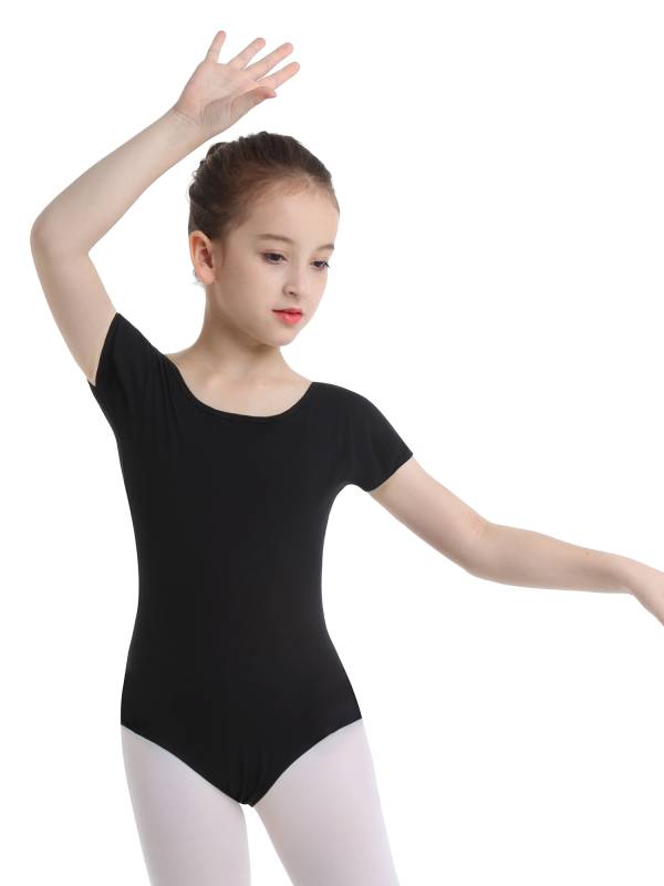 Kids Girls Short Sleeves Stretchy Gym Ballet Dance Leotard thumb