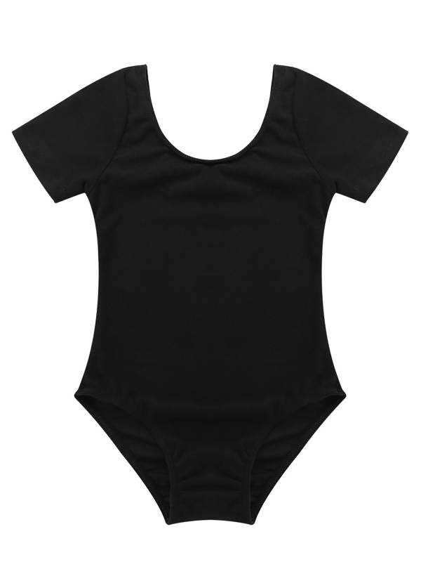Kids Girls Short Sleeves Stretchy Gym Ballet Dance Leotard thumb