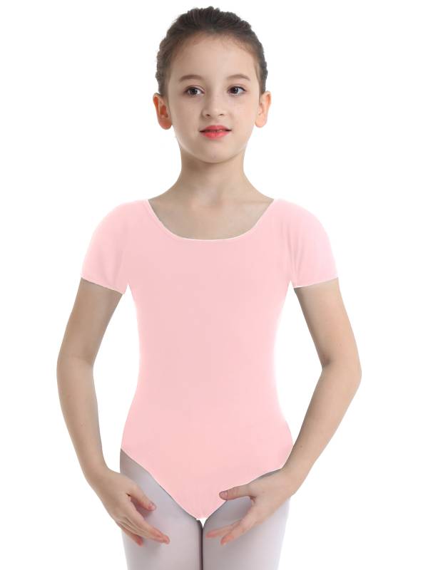 Kids Girls Short Sleeves Stretchy Gym Ballet Dance Leotard thumb