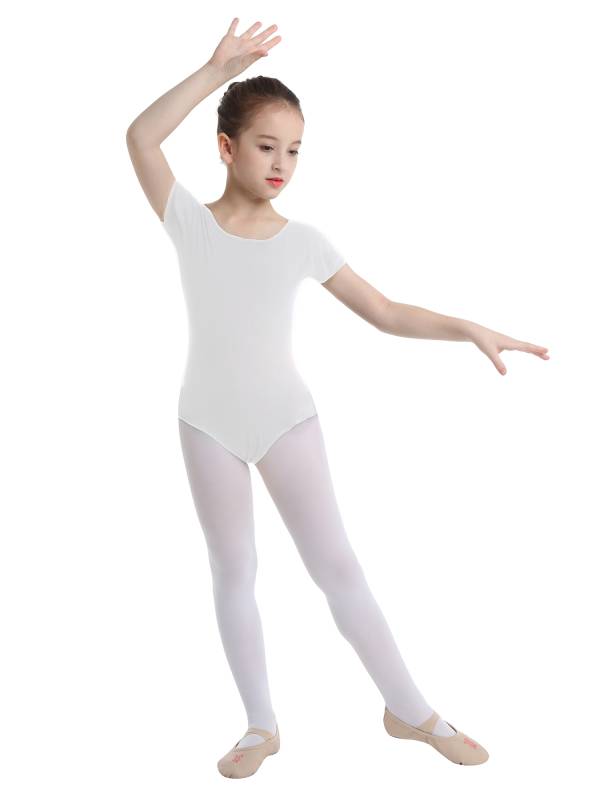 Kids Girls Short Sleeves Stretchy Gym Ballet Dance Leotard thumb