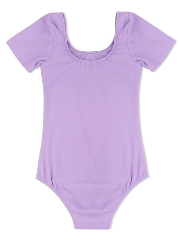Kids Girls Short Sleeves Stretchy Gym Ballet Dance Leotard thumb