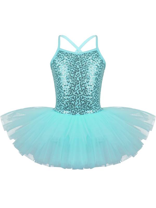Kids Girls Sequined Ballet Dance Leotard Tutu Dress thumb
