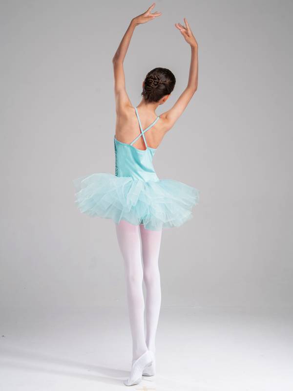 Kids Girls Sequined Ballet Dance Leotard Tutu Dress thumb