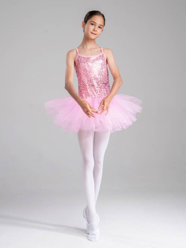 Kids Girls Sequined Ballet Dance Leotard Tutu Dress thumb