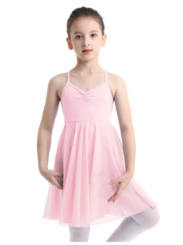 Kids Girls Sleeveless Chiffon Ballet Dance Leotard Dress thumb