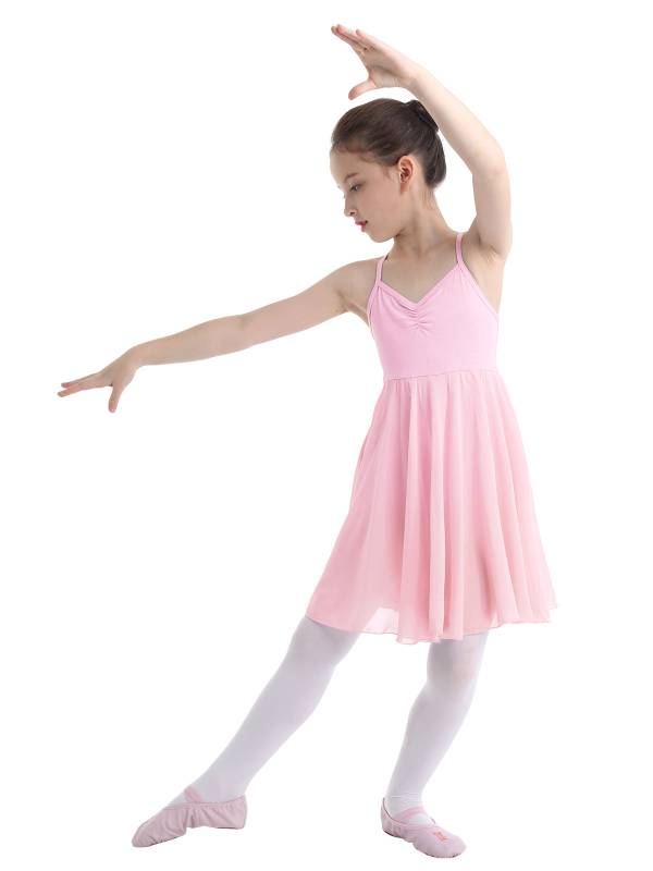 Kids Girls Sleeveless Chiffon Ballet Dance Leotard Dress thumb