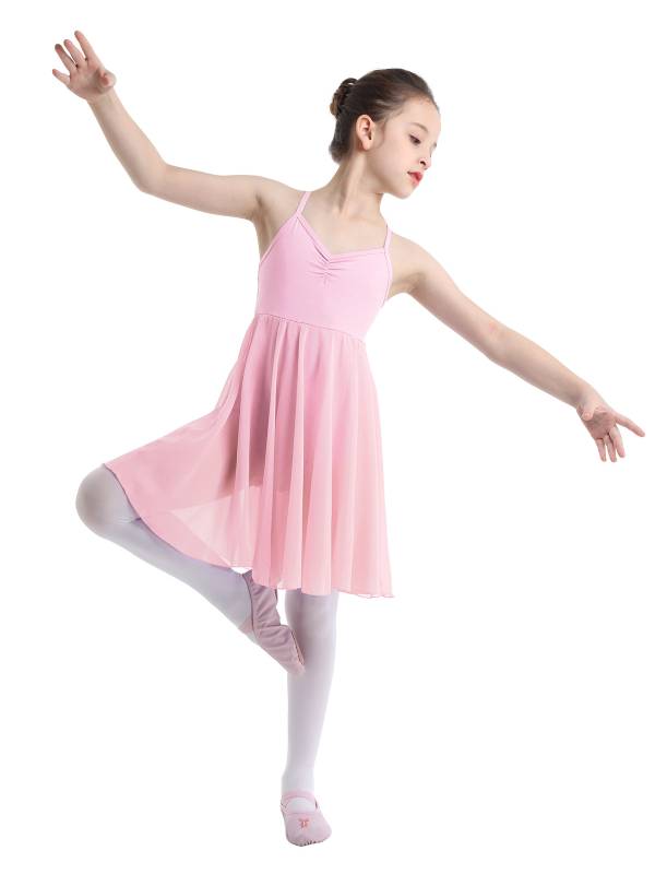 Kids Girls Sleeveless Chiffon Ballet Dance Leotard Dress thumb