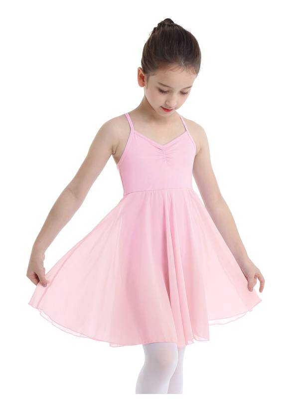 Kids Girls Sleeveless Chiffon Ballet Dance Leotard Dress thumb