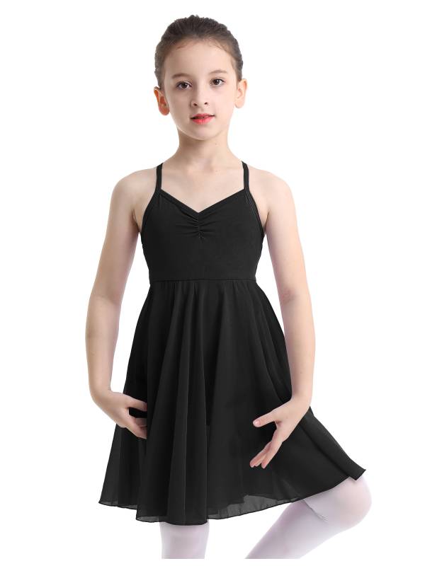 Kids Girls Sleeveless Chiffon Ballet Dance Leotard Dress thumb
