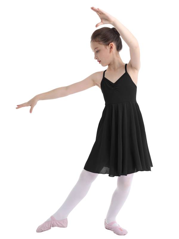 Kids Girls Sleeveless Chiffon Ballet Dance Leotard Dress thumb