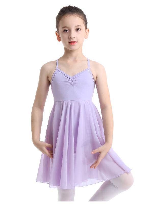 Kids Girls Sleeveless Chiffon Ballet Dance Leotard Dress thumb