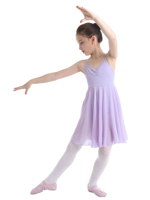 Kids Girls Sleeveless Chiffon Ballet Dance Leotard Dress thumb