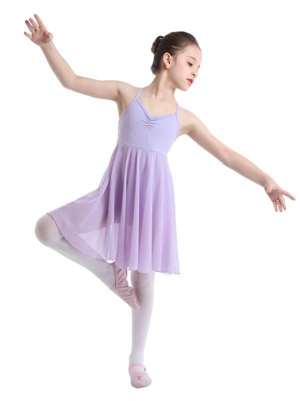 Kids Girls Sleeveless Chiffon Ballet Dance Leotard Dress thumb