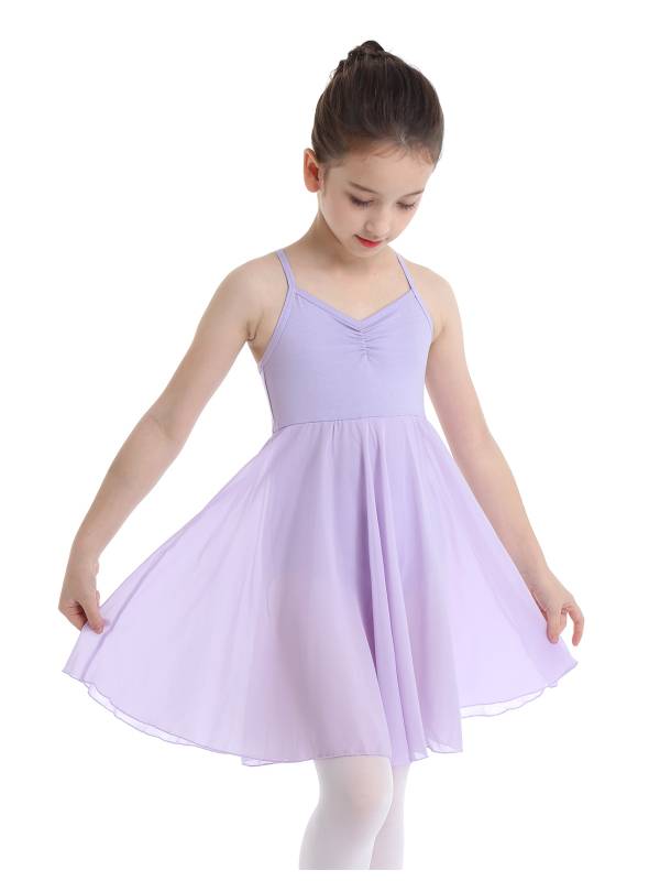 Kids Girls Sleeveless Chiffon Ballet Dance Leotard Dress thumb