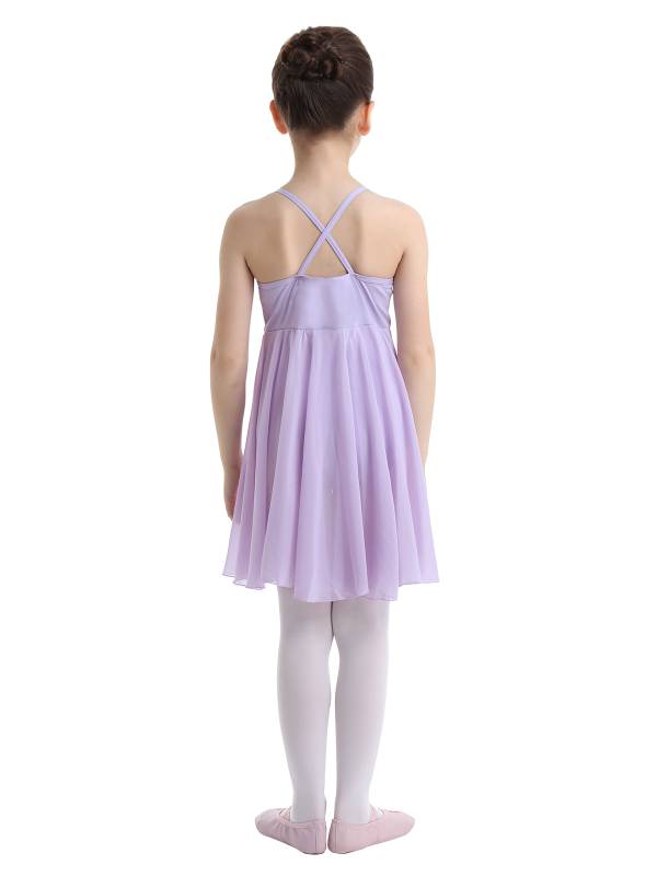 Kids Girls Sleeveless Chiffon Ballet Dance Leotard Dress thumb