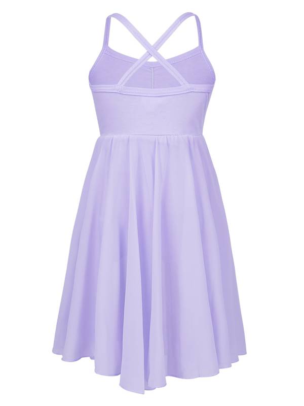 Kids Girls Sleeveless Chiffon Ballet Dance Leotard Dress thumb