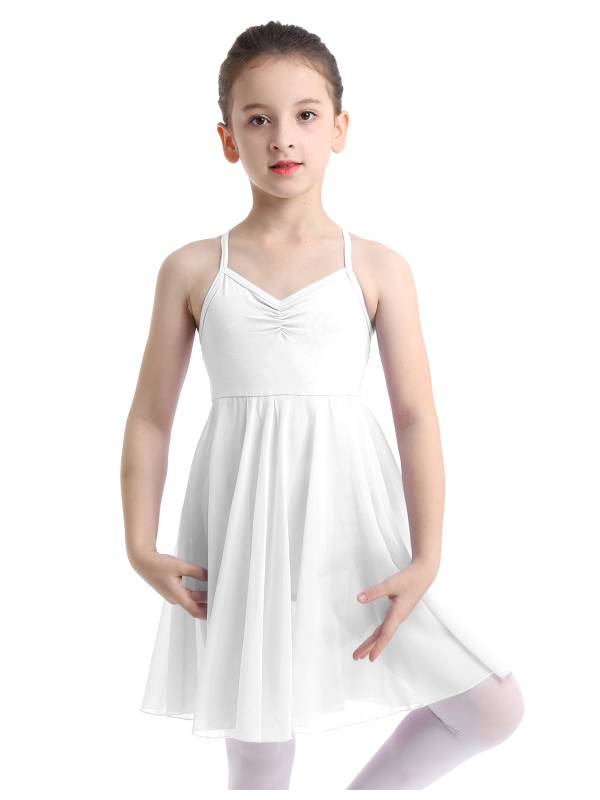 Kids Girls Sleeveless Chiffon Ballet Dance Leotard Dress thumb