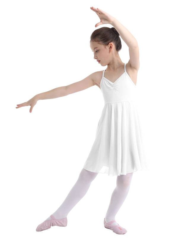 Kids Girls Sleeveless Chiffon Ballet Dance Leotard Dress thumb