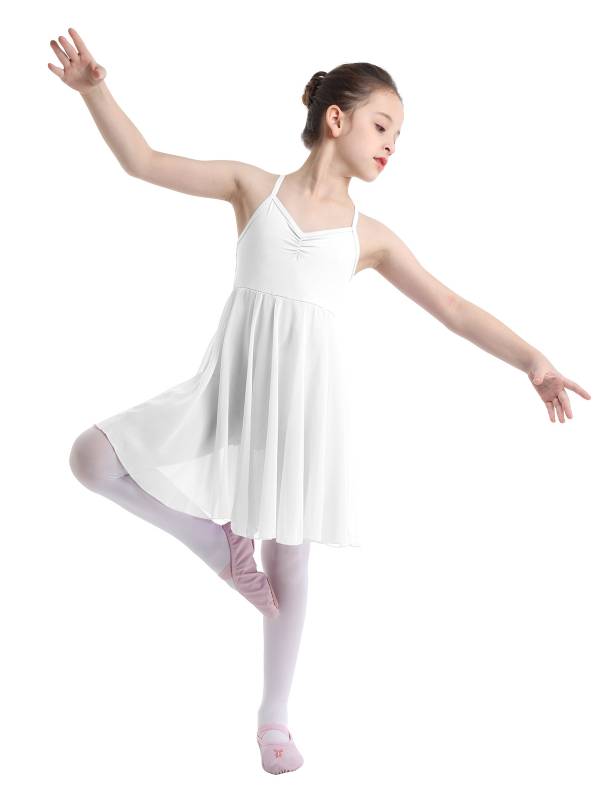 Kids Girls Sleeveless Chiffon Ballet Dance Leotard Dress thumb