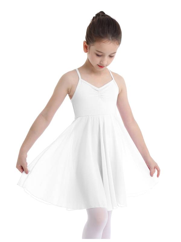 Kids Girls Sleeveless Chiffon Ballet Dance Leotard Dress thumb
