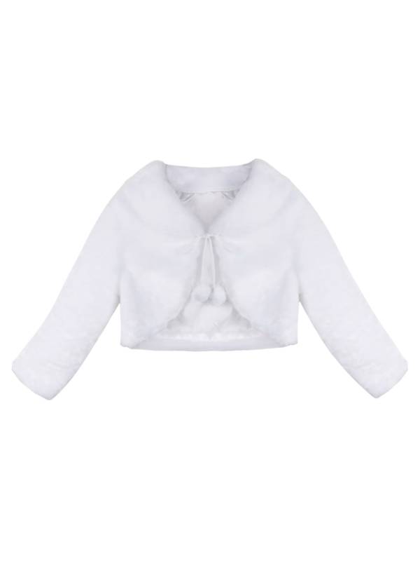 Girls Faux Fur Long Sleeve Coat Wedding Birthday Party Jacket thumb