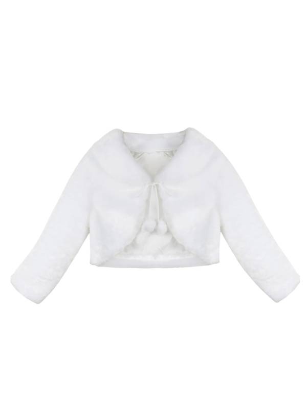 Girls Faux Fur Long Sleeve Coat Wedding Birthday Party Jacket thumb