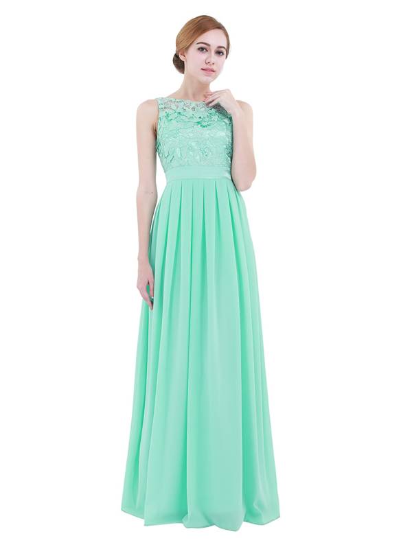 Women Embroidered Chiffon Maxi Bridesmaid Dress thumb