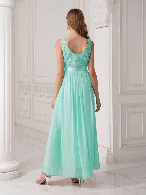 Women Embroidered Chiffon Maxi Bridesmaid Dress thumb