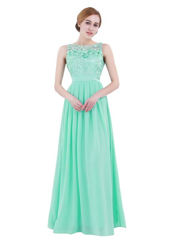 Women Embroidered Chiffon Maxi Bridesmaid Dress thumb