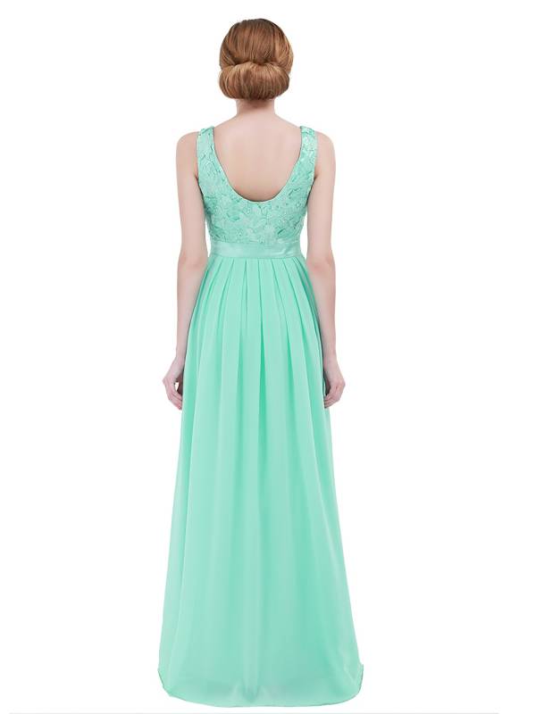 Women Embroidered Chiffon Maxi Bridesmaid Dress thumb