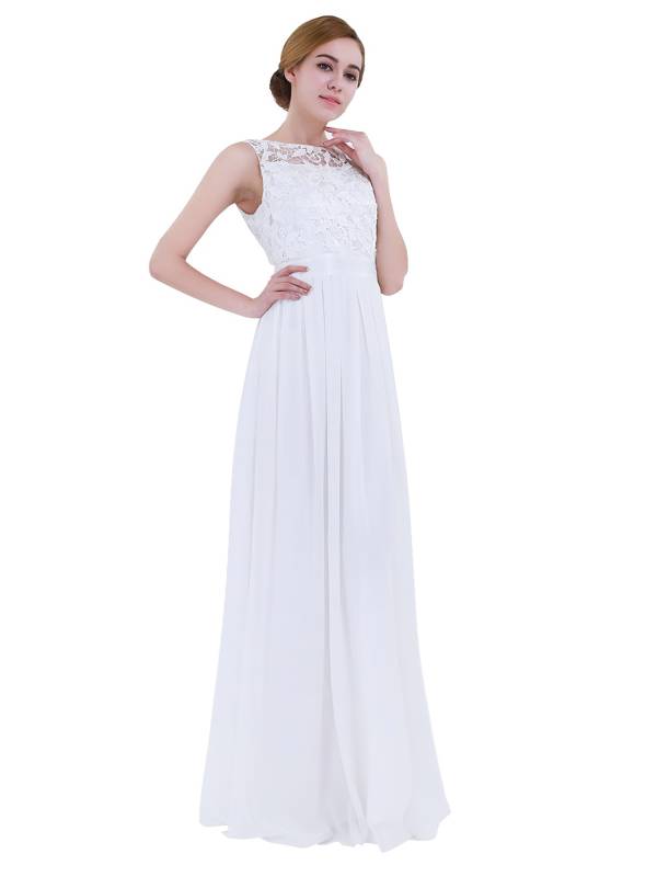 Women Embroidered Chiffon Maxi Bridesmaid Dress thumb