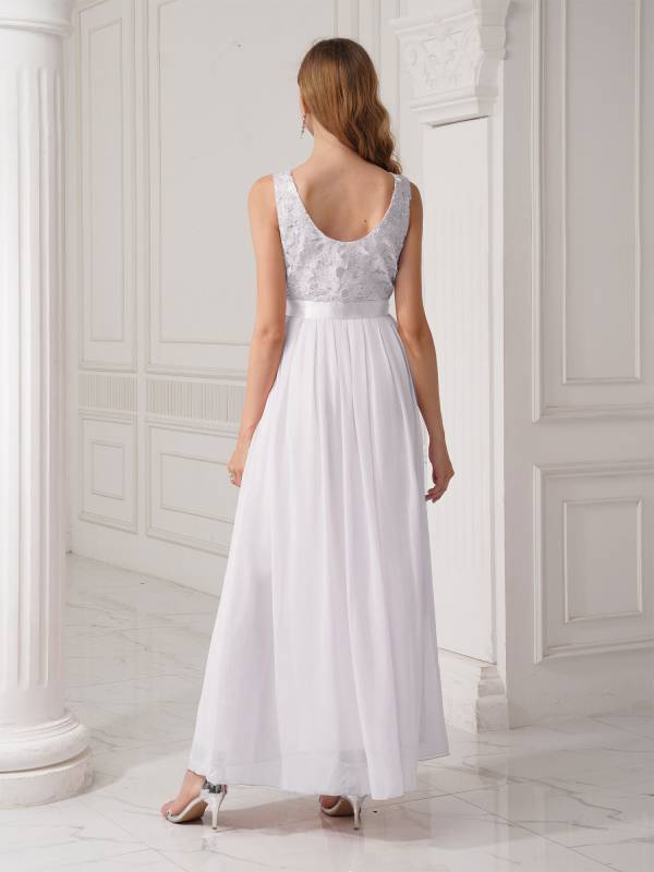 Women Embroidered Chiffon Maxi Bridesmaid Dress thumb