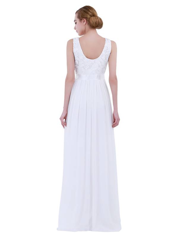 Women Embroidered Chiffon Maxi Bridesmaid Dress thumb