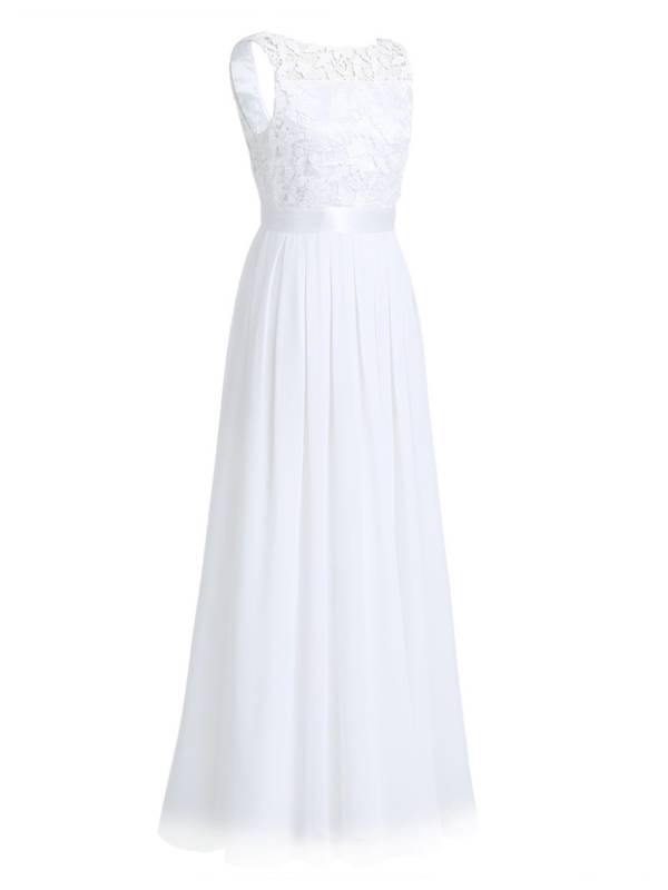 Women Embroidered Chiffon Maxi Bridesmaid Dress thumb