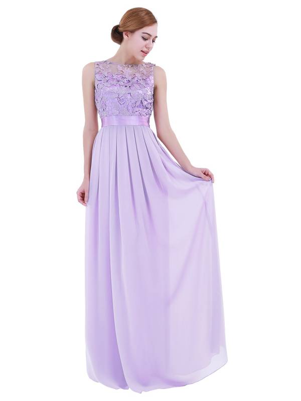 Women Embroidered Chiffon Maxi Bridesmaid Dress thumb