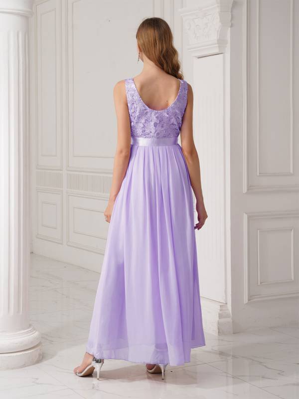 Women Embroidered Chiffon Maxi Bridesmaid Dress thumb