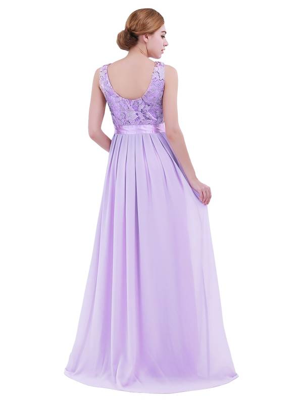 Women Embroidered Chiffon Maxi Bridesmaid Dress thumb