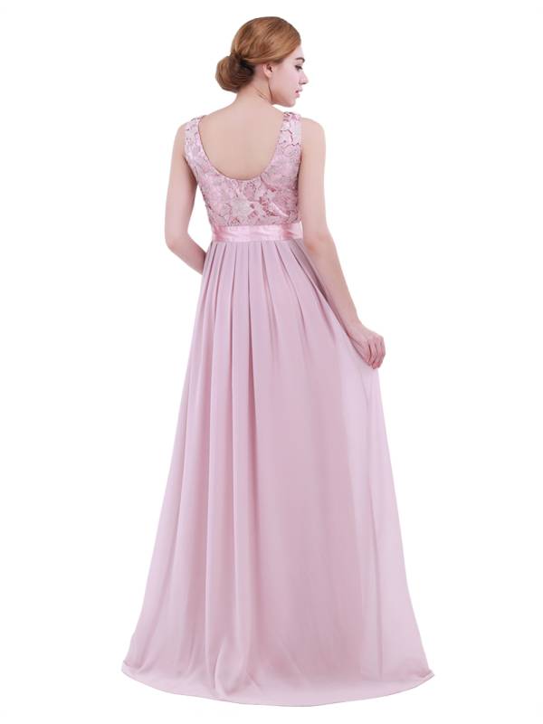Women Embroidered Chiffon Maxi Bridesmaid Dress thumb