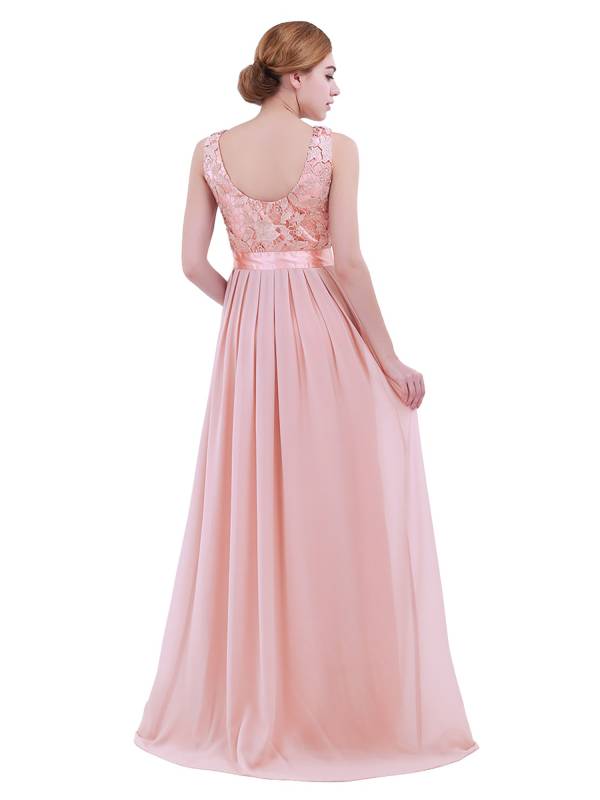 Women Embroidered Chiffon Maxi Bridesmaid Dress thumb