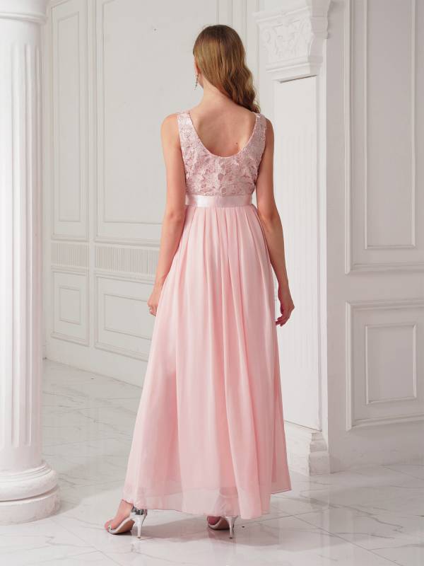 Women Embroidered Chiffon Maxi Bridesmaid Dress thumb