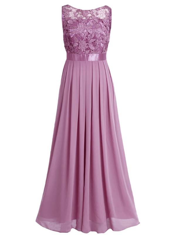 Women Embroidered Chiffon Maxi Bridesmaid Dress thumb