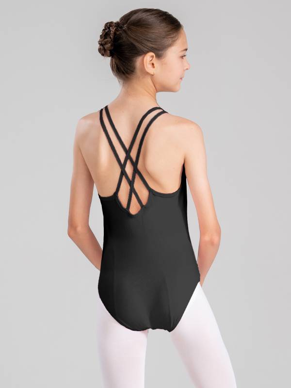 Kids Girls Sleeveless Crisscross Back Gymnastics Dance Leotard thumb