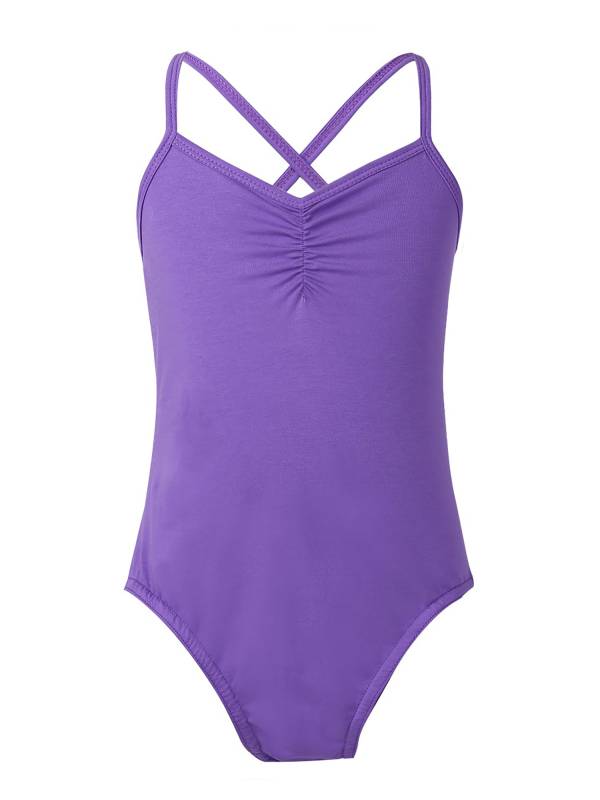 Kids Girls Spaghetti Strap Criss Cross Ballet Dance Leotard thumb
