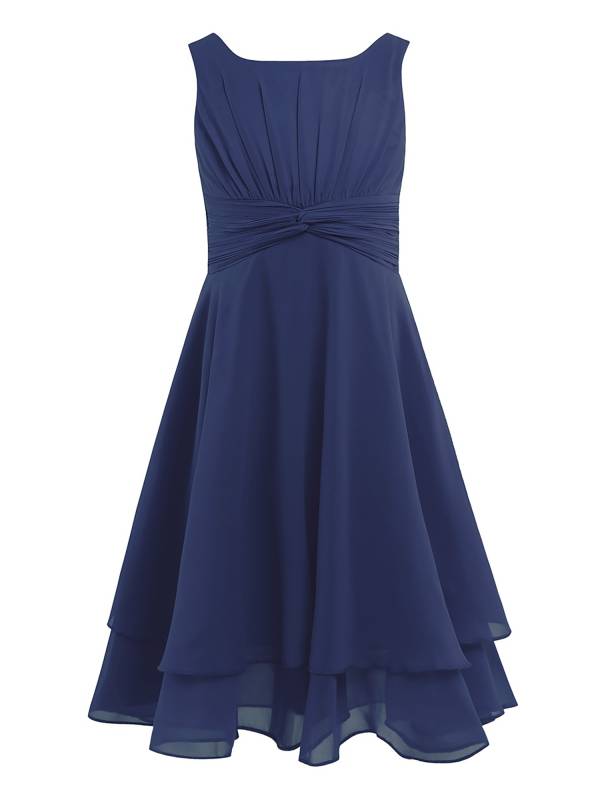Toddler/Kids Girls Chiffon Knotted Waist Party Dress thumb