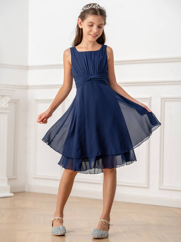 Toddler/Kids Girls Chiffon Knotted Waist Party Dress thumb